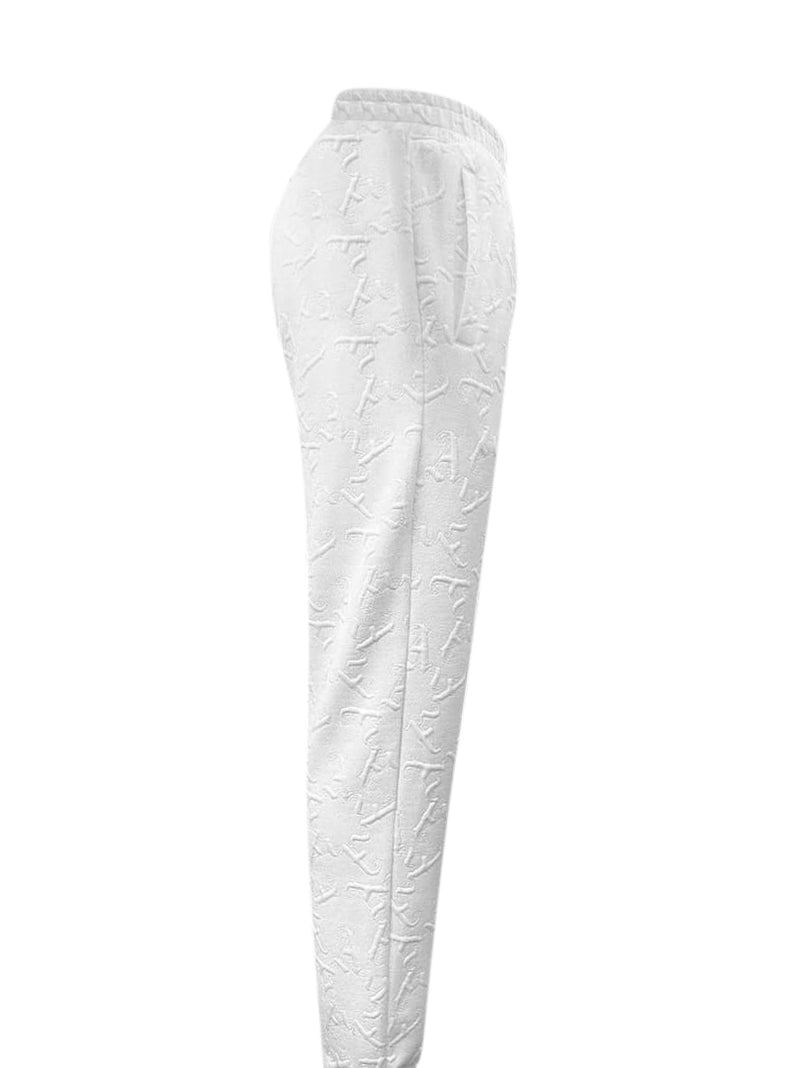 White embossed joggers