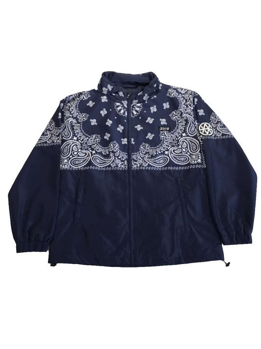 Navy Bandana Print Windbreaker Jacket