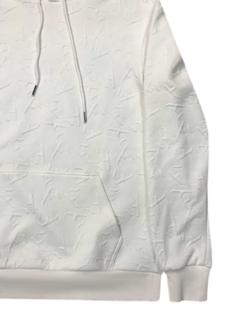 white embossed hoodie