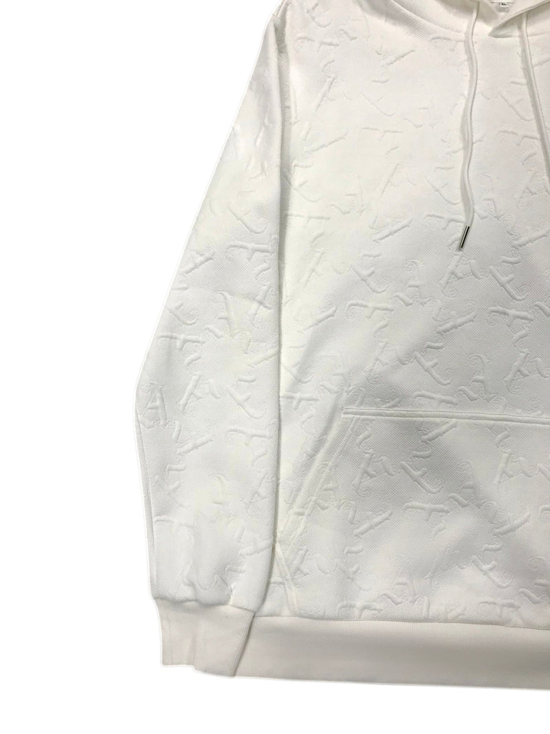 white embossed hoodie