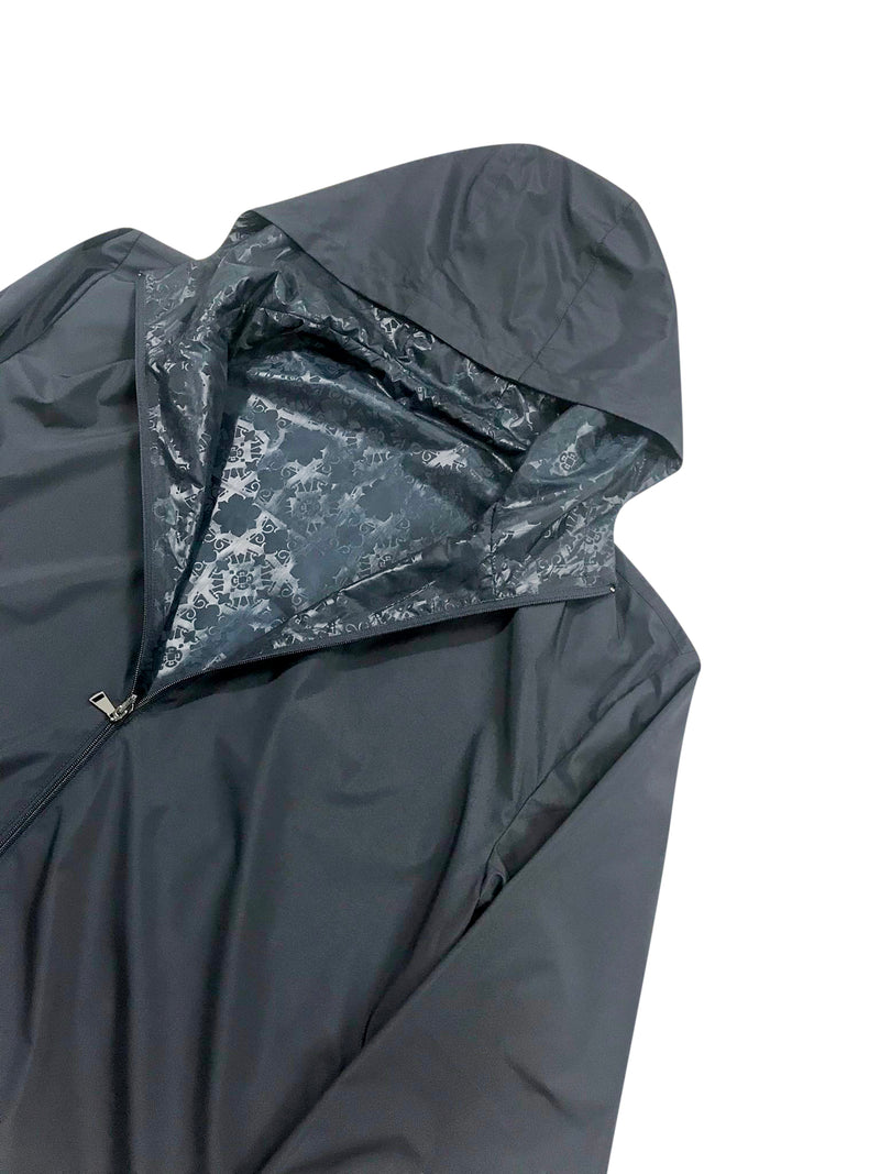 Navy blue reversible rain jacket