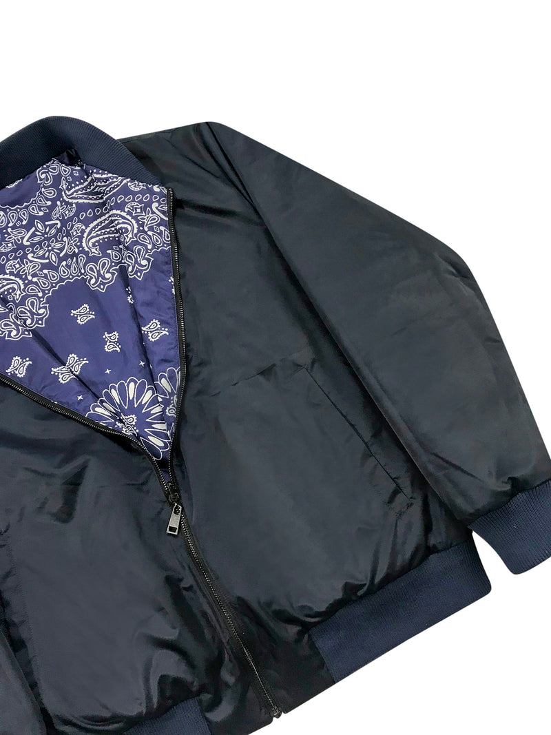 Blue bandana reversible bomber jacket