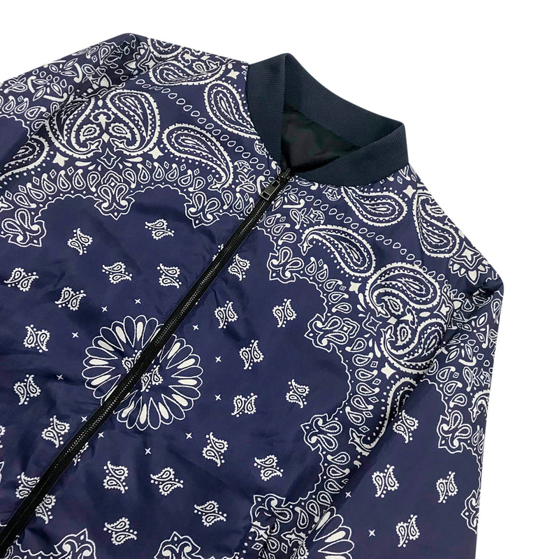 Blue bandana reversible bomber jacket