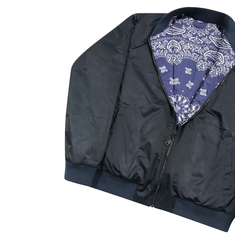 Blue bandana reversible bomber jacket